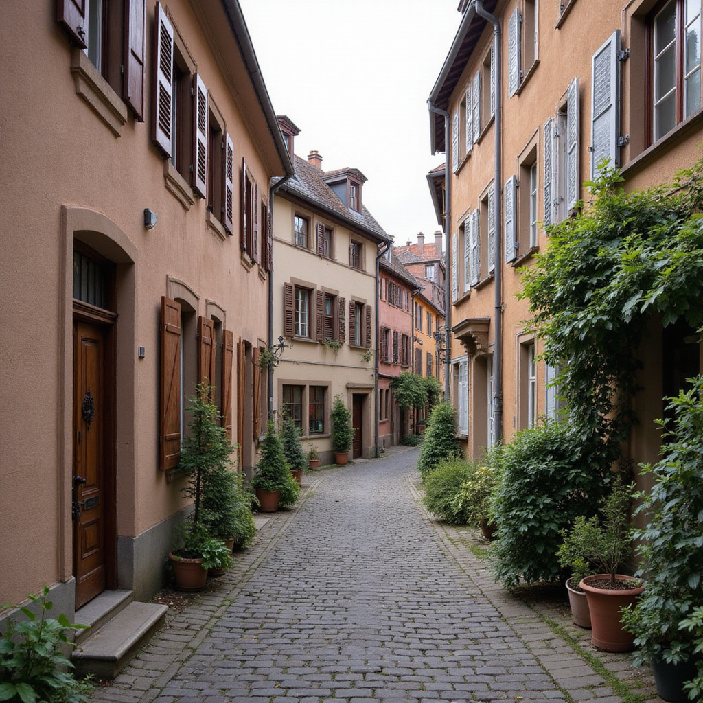 Urokliwa uliczka w Strasburgu z widokiem na historyczne kamienice