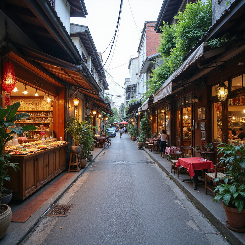 Ulica w Nha Trang z lokalnymi sklepami i restauracjami