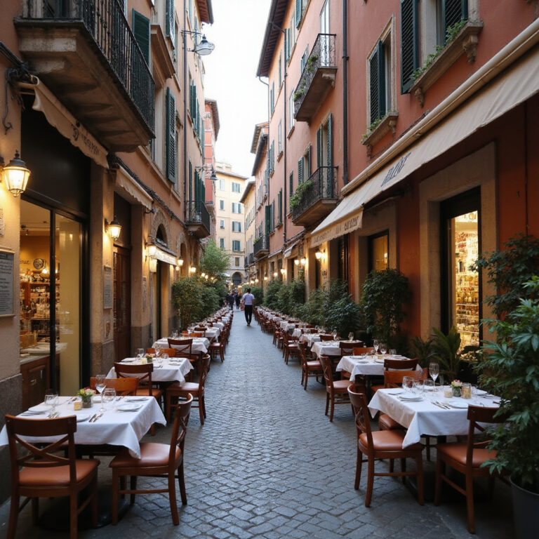 Urokliwa uliczka w Testaccio z lokalnymi trattoriami - alternatywne dzielnice Rzymu