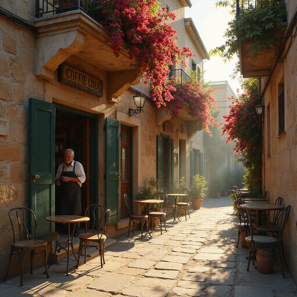 Uliczka w Nikozji z kawiarnią serwującą autentyczną kawę cypryjską