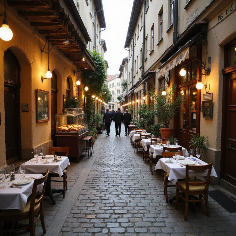 Tradycyjna żydowska kuchnia na Kazimierzu – uliczka z lokalnymi restauracjami i świeżym pieczywem