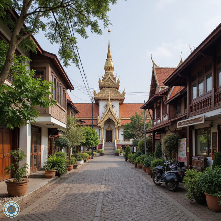 Ulica w Chiang Mai w okolicach świątyni Wat Phra Singh, historia królestwa Lanna