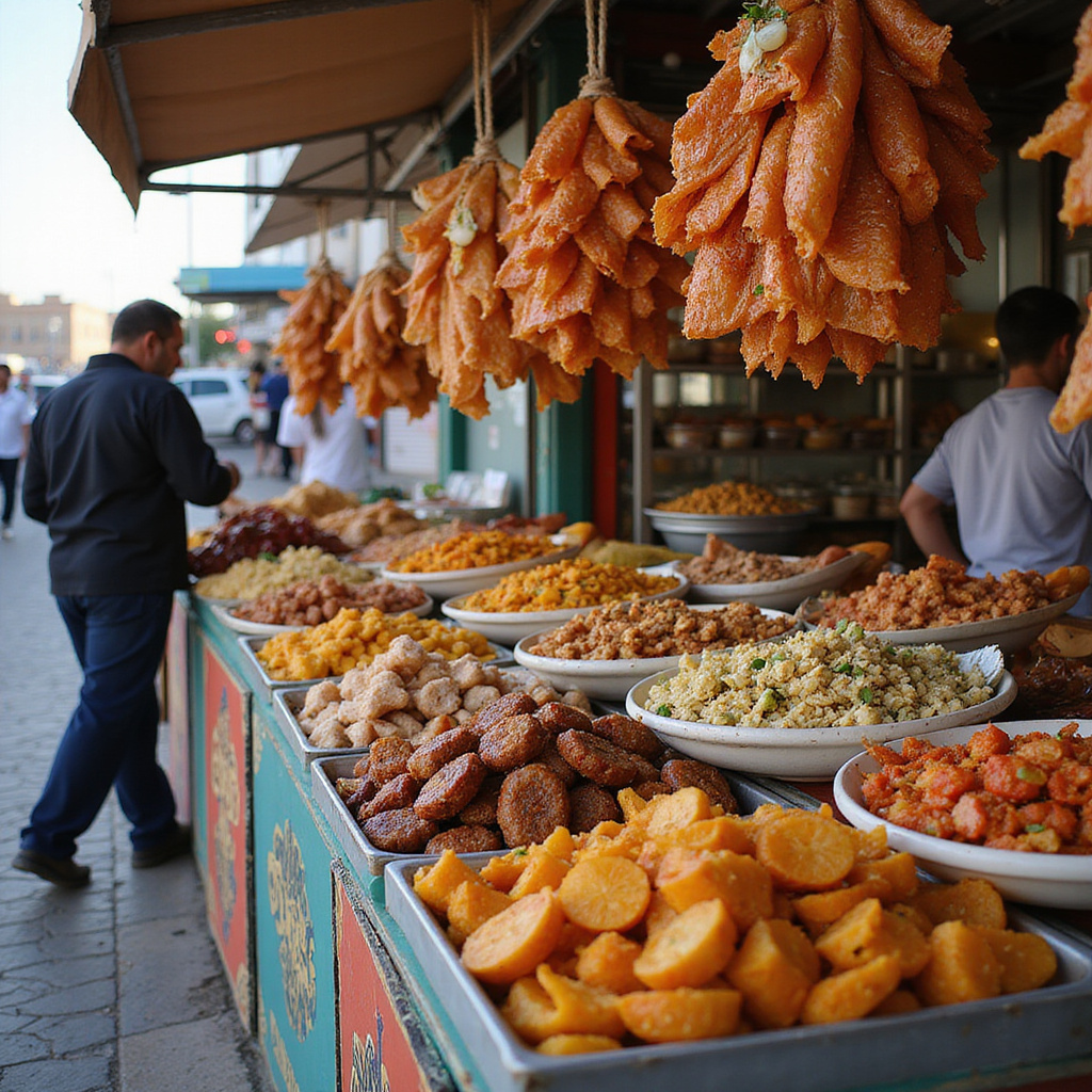 Uliczne stragany w Marsa Alam z lokalnymi przysmakami