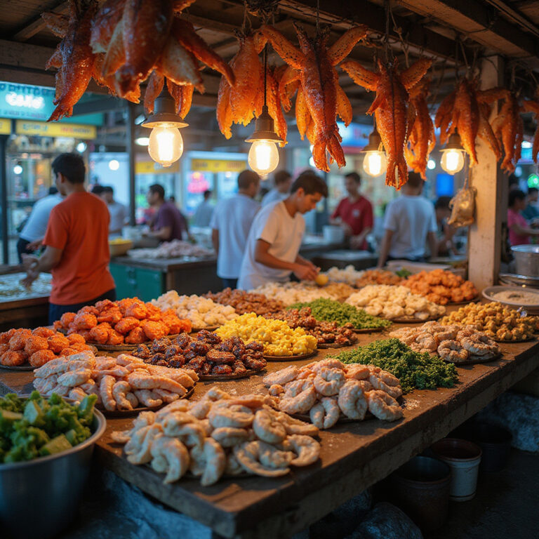 Uliczny stragan z owocami morza w Nha Trang, gdzie zjeść lokalne przysmaki