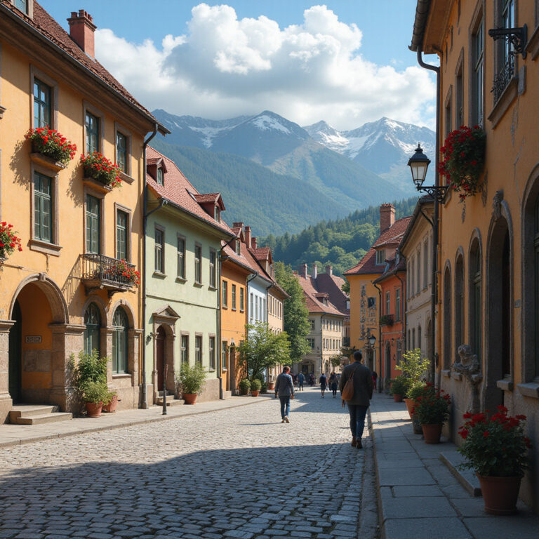 Liberec – widok na urokliwe uliczki miasta z górami w tle, idealne na piesze spacery