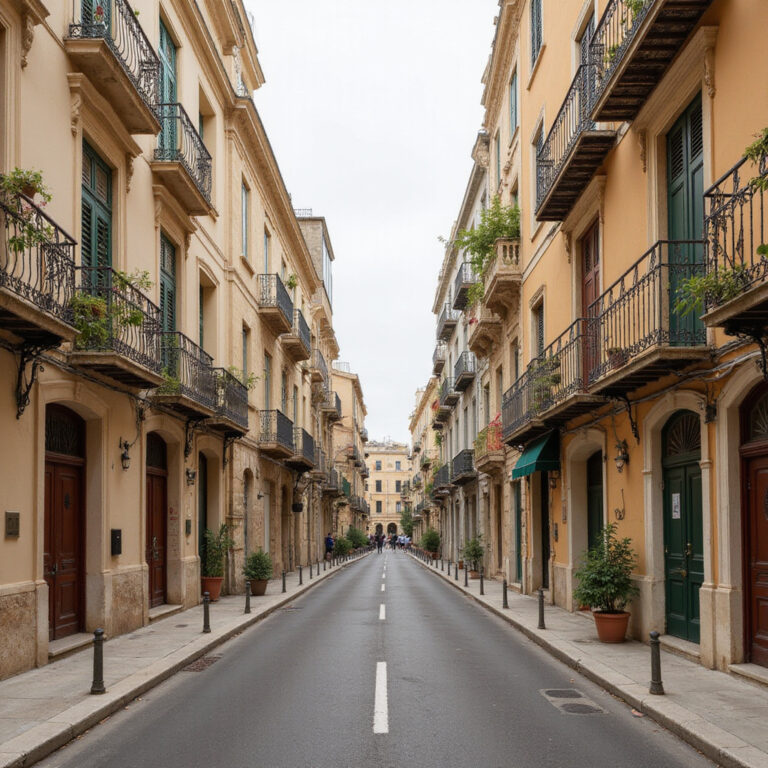 Kolorowe balkony Valletty wąska uliczka z pastelowymi fasadami
