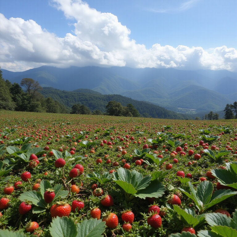 Truskawkowe pola Baguio z widokiem na góry Benguet