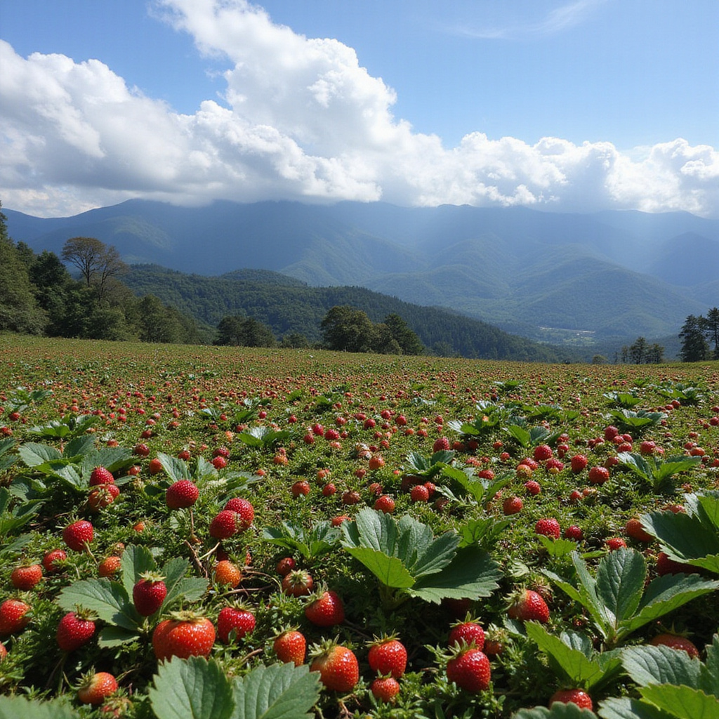 Truskawkowe pola Baguio z widokiem na góry Benguet