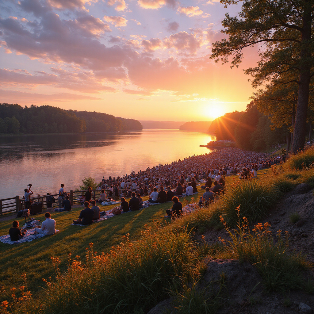 Widok na Wisłę z Kazimierza Dolnego, gdzie odbywają się plenerowe koncerty