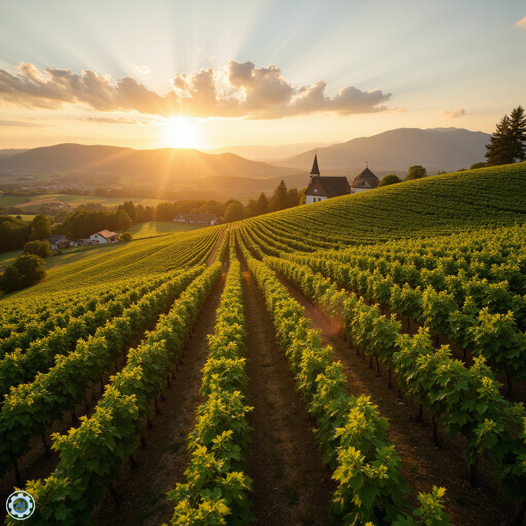 Winnice Alzacji rozciągające się na słonecznych wzgórzach, idealne terroir dla Rieslinga