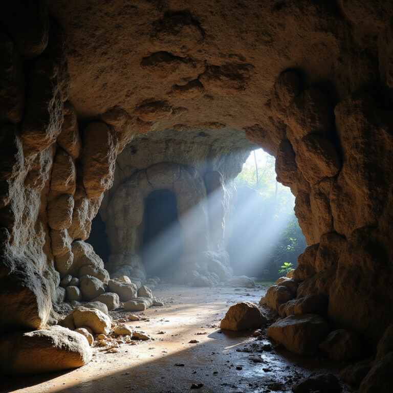 Jaskinie Phraya Nakhon - widok wewnętrzny z naturalnym światłem wpadającym przez szczeliny