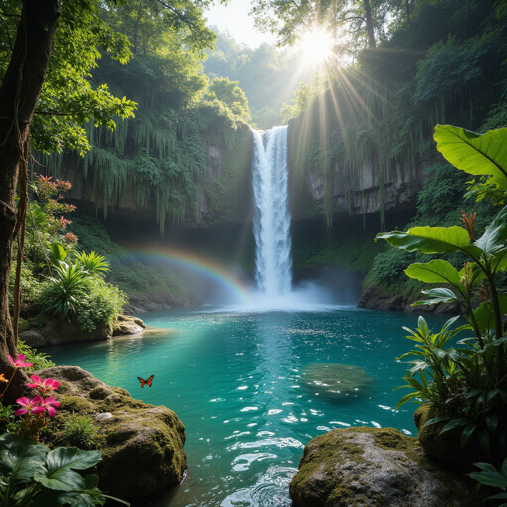 Tropikalna sceneria wodospadu El Limón z bujną roślinnością i krystaliczną wodą