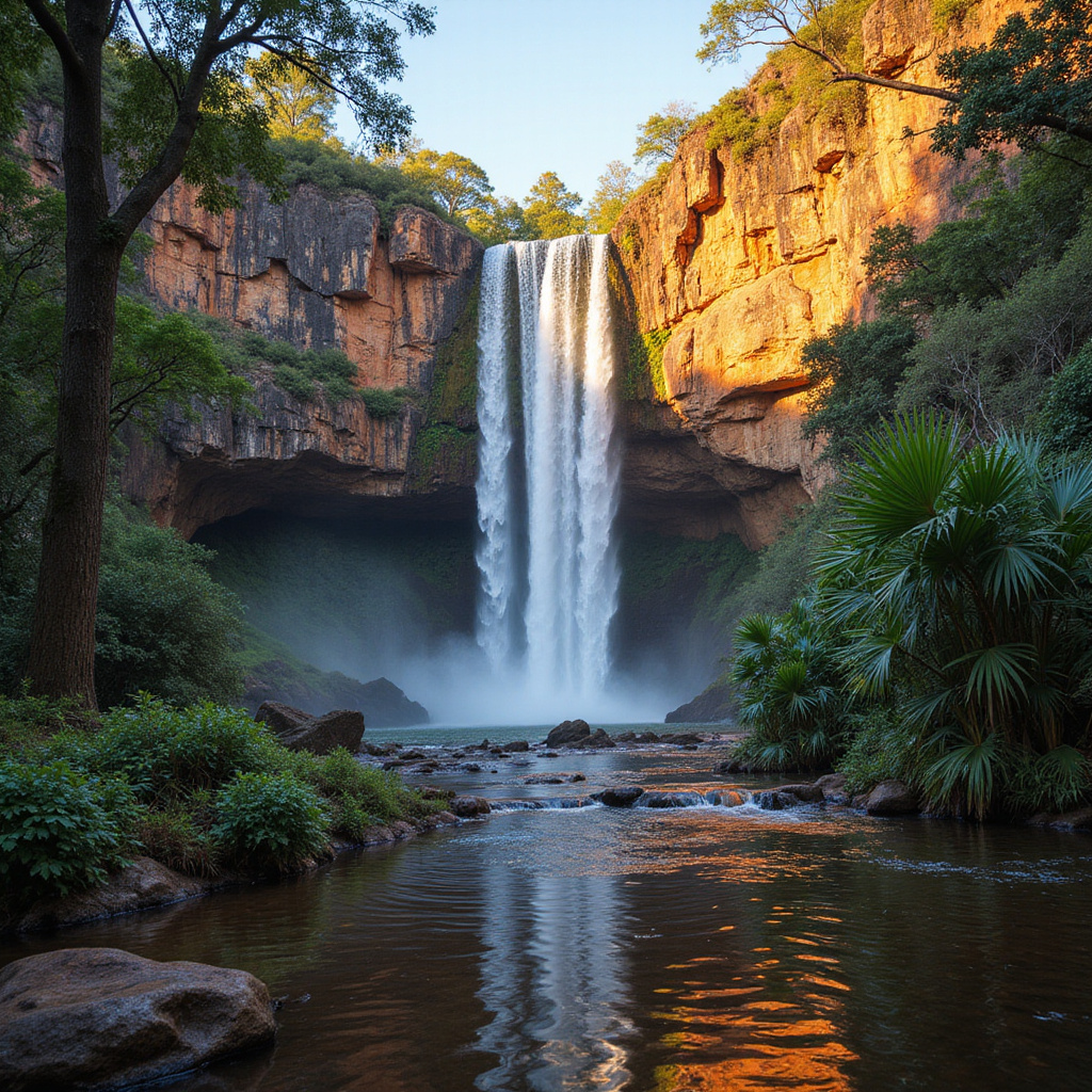 Wodospad Florence Falls w Parku Narodowym Litchfield otoczony bujną roślinnością