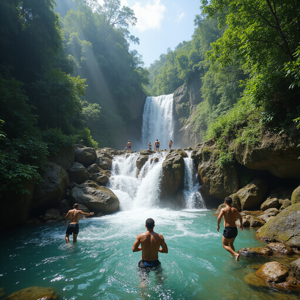 Krystaliczna woda i zielona dżungla wokół wodospadów Damajagua, idealne miejsce na przygodę