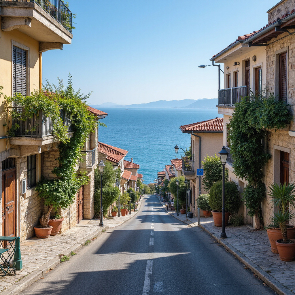 Ulica w Volos z widokiem na wybrzeże Pagasety, gdzie Jazon i Argonauci rozpoczynali swoją wyprawę