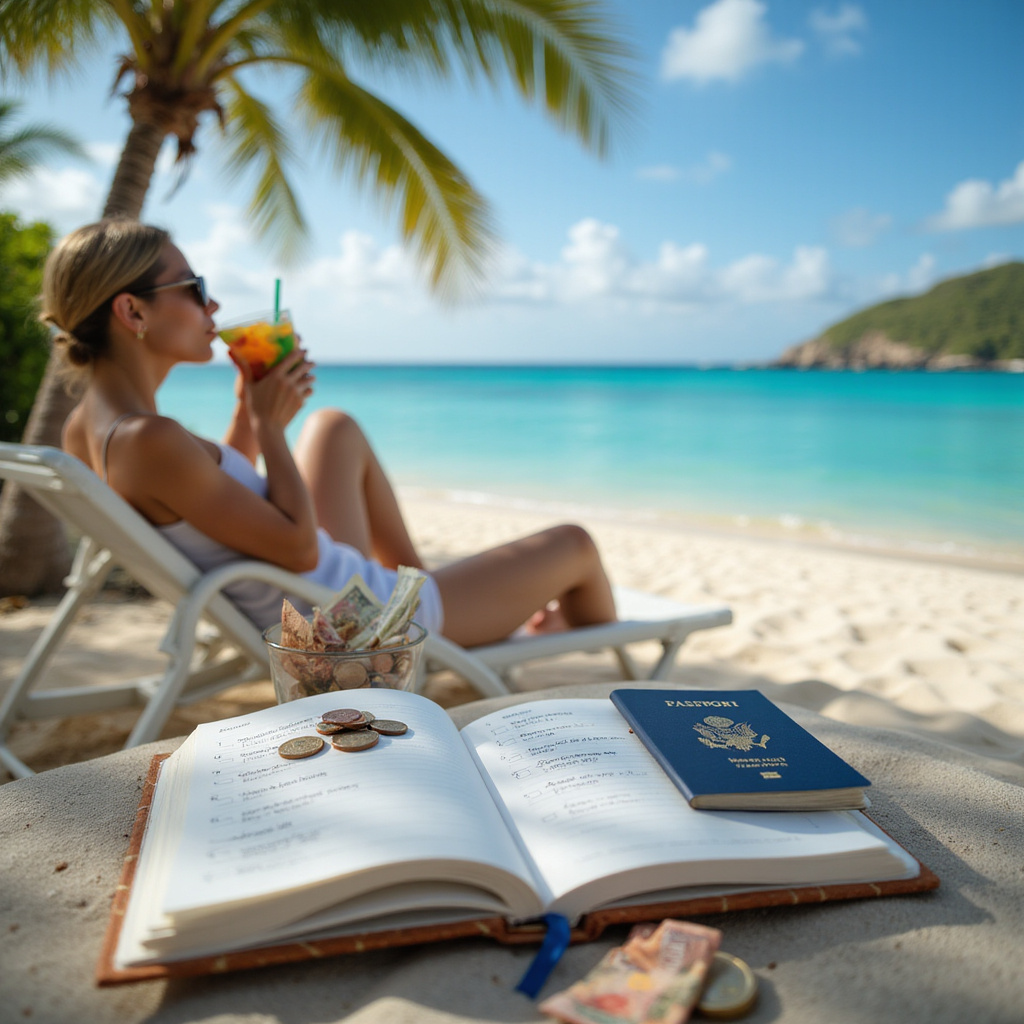 Widok na rajskie plaże Barbadosu z palmami kokosowymi i turkusową wodą