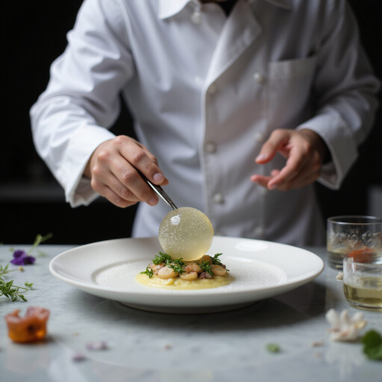 Danie kuchni molekularnej w Azurmendi - nowoczesna kuchnia i świeże składniki