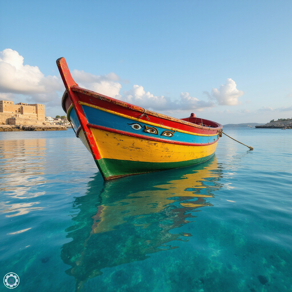 Kolorowe łodzie rybackie luzzu na tle turkusowej wody w Marsaxlokk