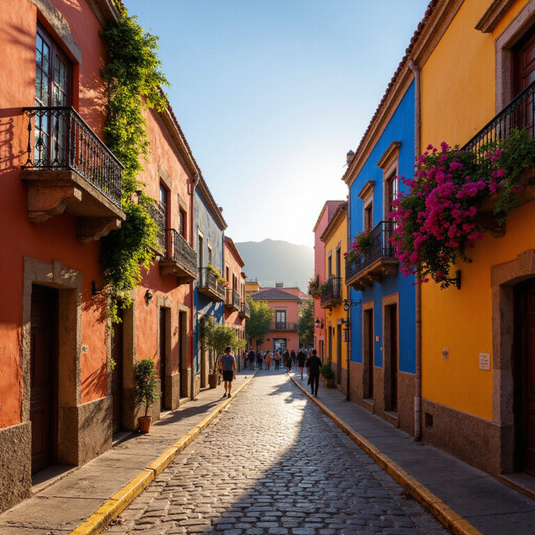 kolorowe ulice San Miguel de Allende z kolonialną architekturą i światłem słonecznym