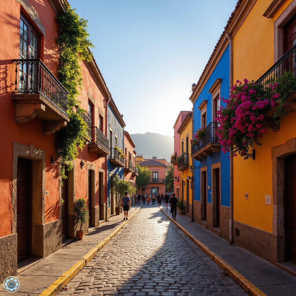 kolorowe ulice San Miguel de Allende z kolonialną architekturą i światłem słonecznym