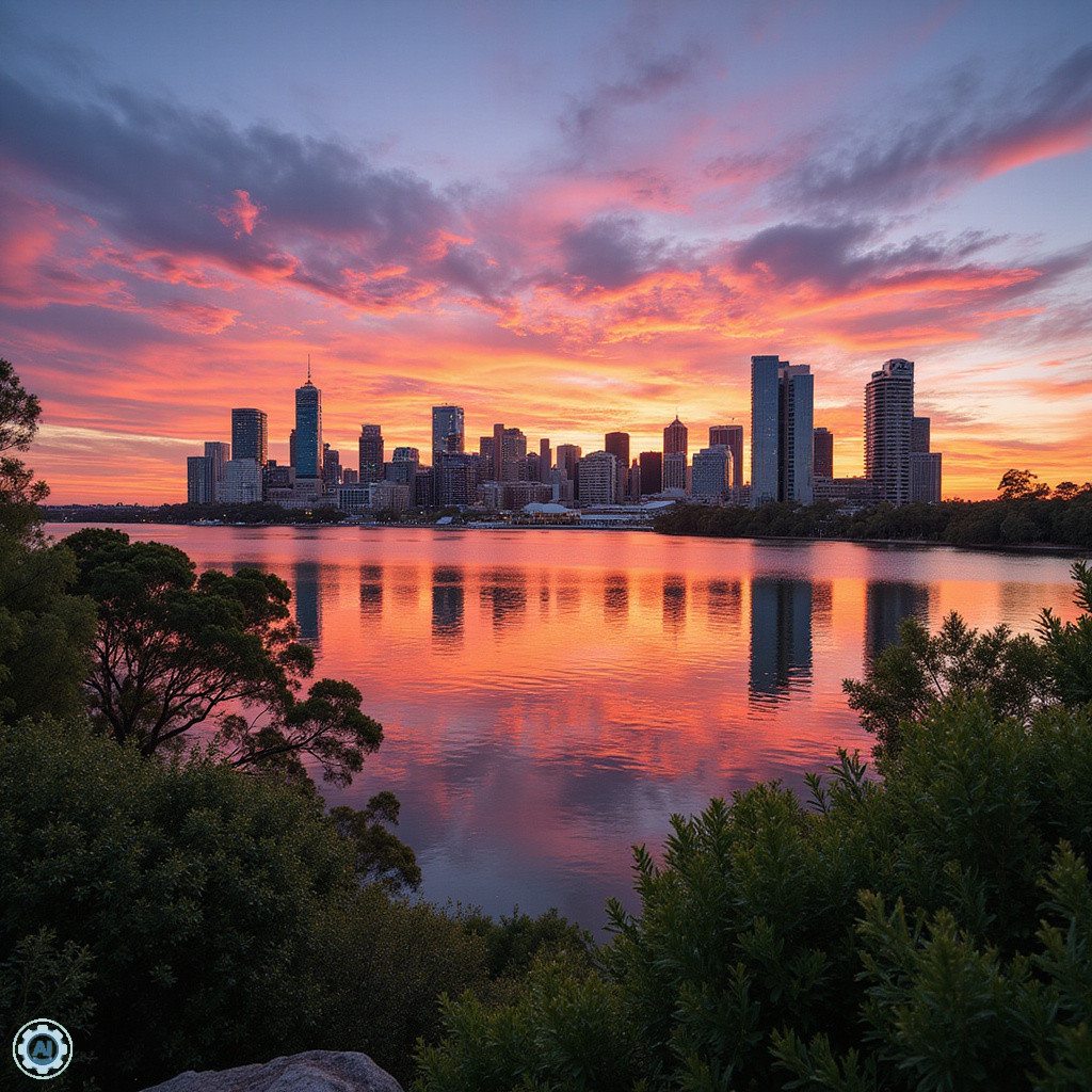 Panorama Perth z Kings Park z widokiem na rzekę Swan i nowoczesne budynki