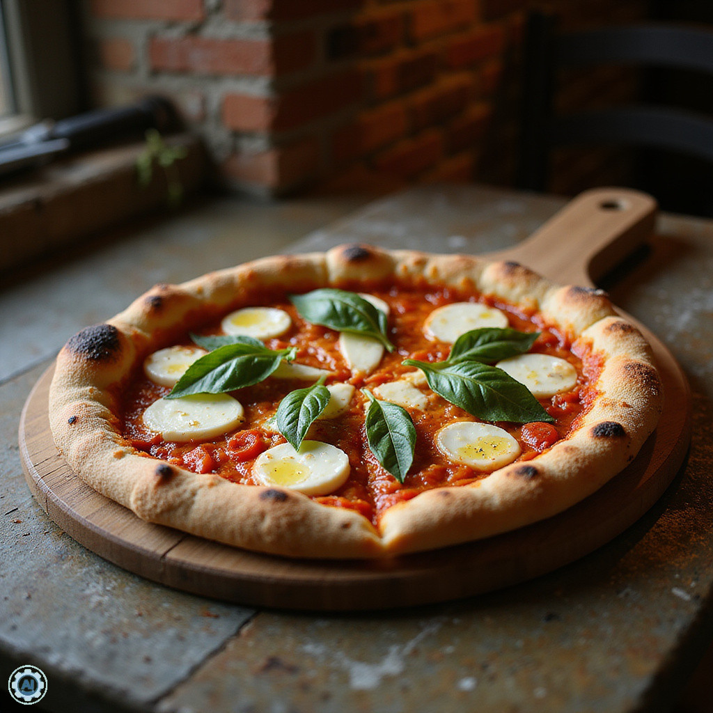 Pizza neapolitańska z chrupiącym brzegiem i świeżą mozzarellą, tradycyjne danie włoskie