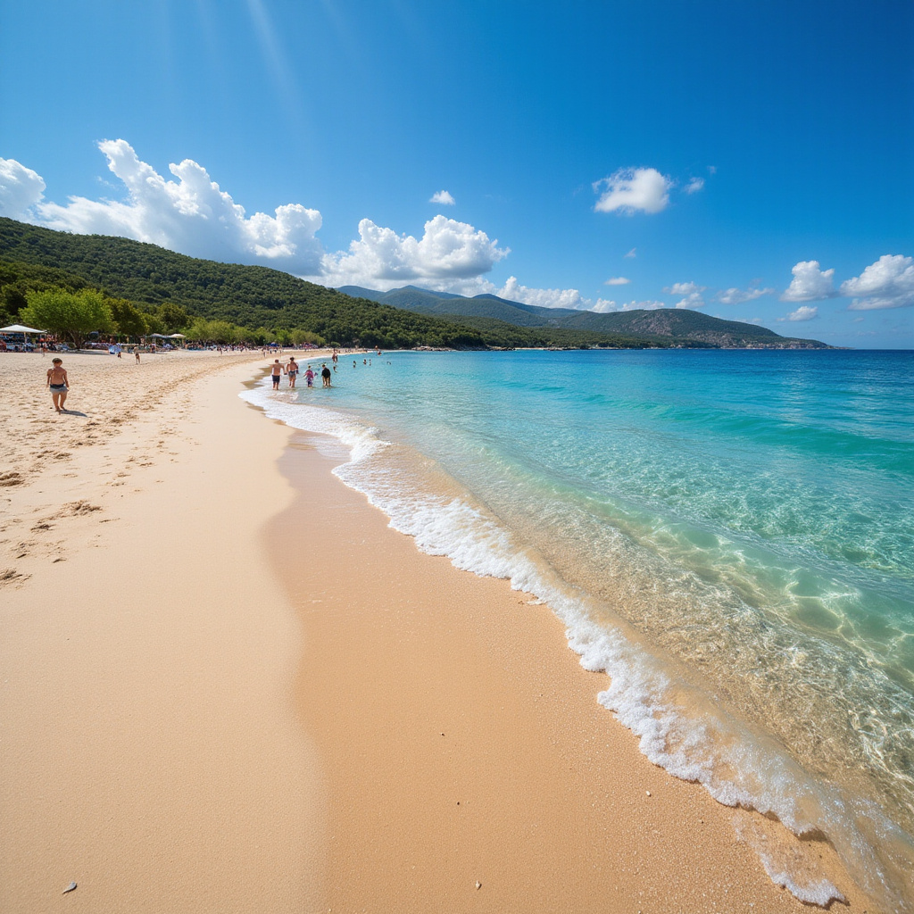 Plaża Vela Pržina w Lumbardzie z krystalicznie czystą wodą i złotym piaskiem, raj dla rodzin