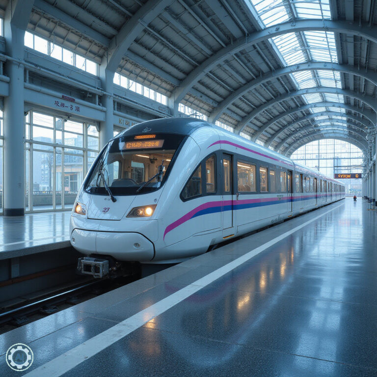 Nowoczesny pociąg na stacji w Kobe - szybki transport miejski