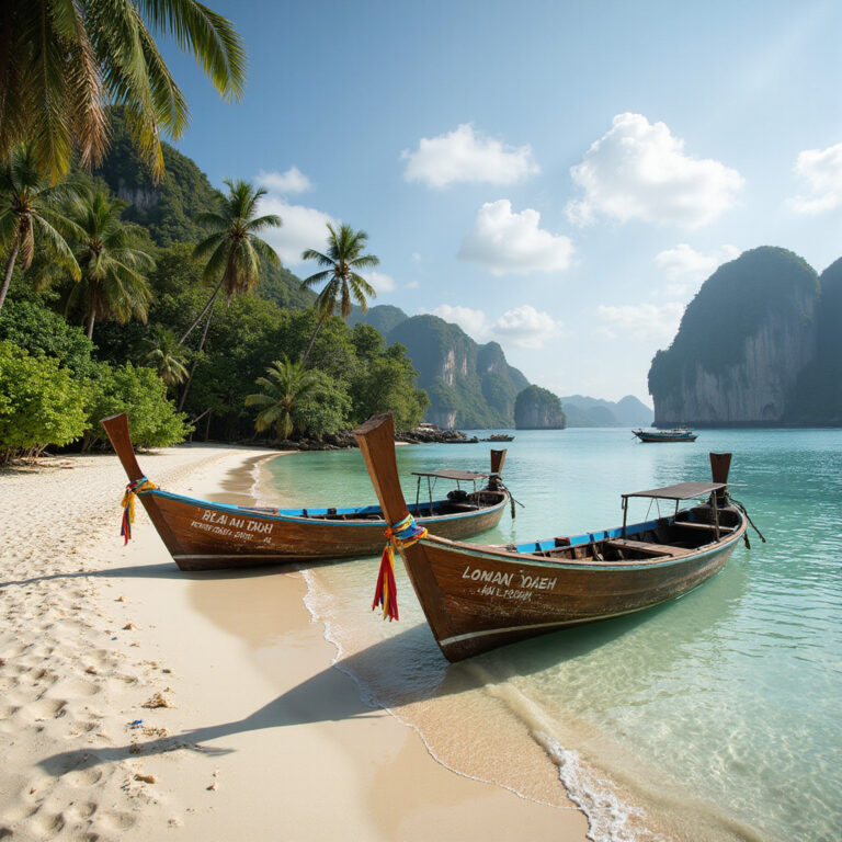 Koh Lanta – rajskie plaże z widokiem na tradycyjne łodzie rybackie, idealne do relaksu i zwiedzania