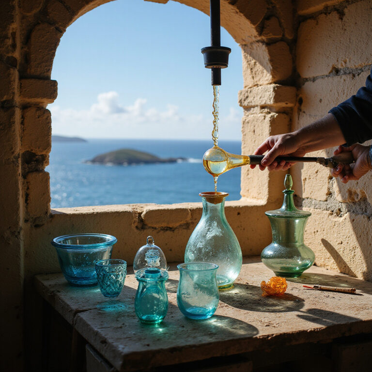 Ręcznie dmuchane szkło w Mdinie - tradycyjne maltańskie rzemiosło w kolorach morza