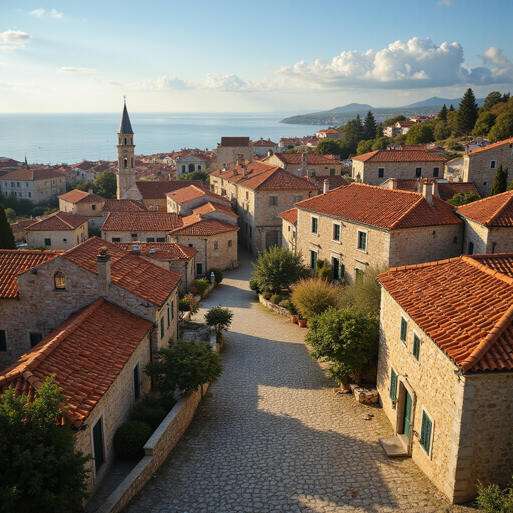 Widok na Stare Miasto Korčuli z wąskimi uliczkami i kamiennymi domami, idealne miejsce na wakacje w Chorwacji