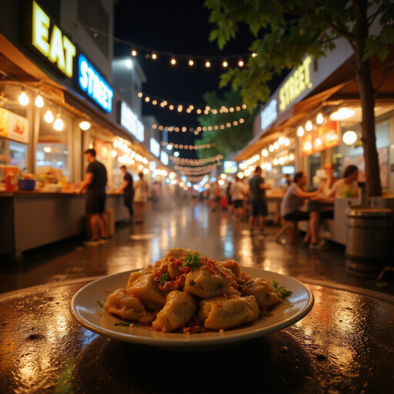 Street food Brisbane na targowisku Eat Street Northshore