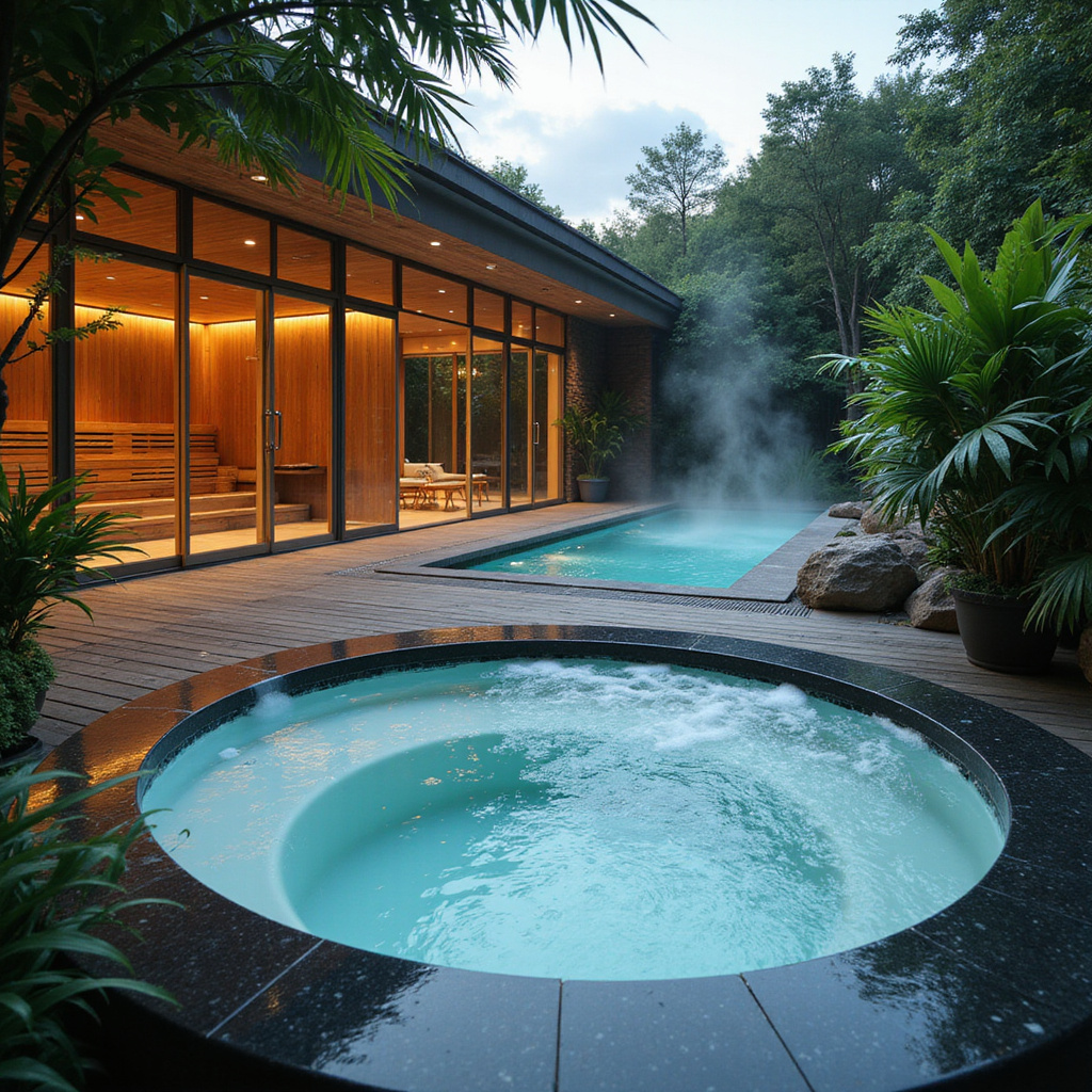 Strefa relaksu z jacuzzi w Līvu Akvaparks, sauny i baseny termalne