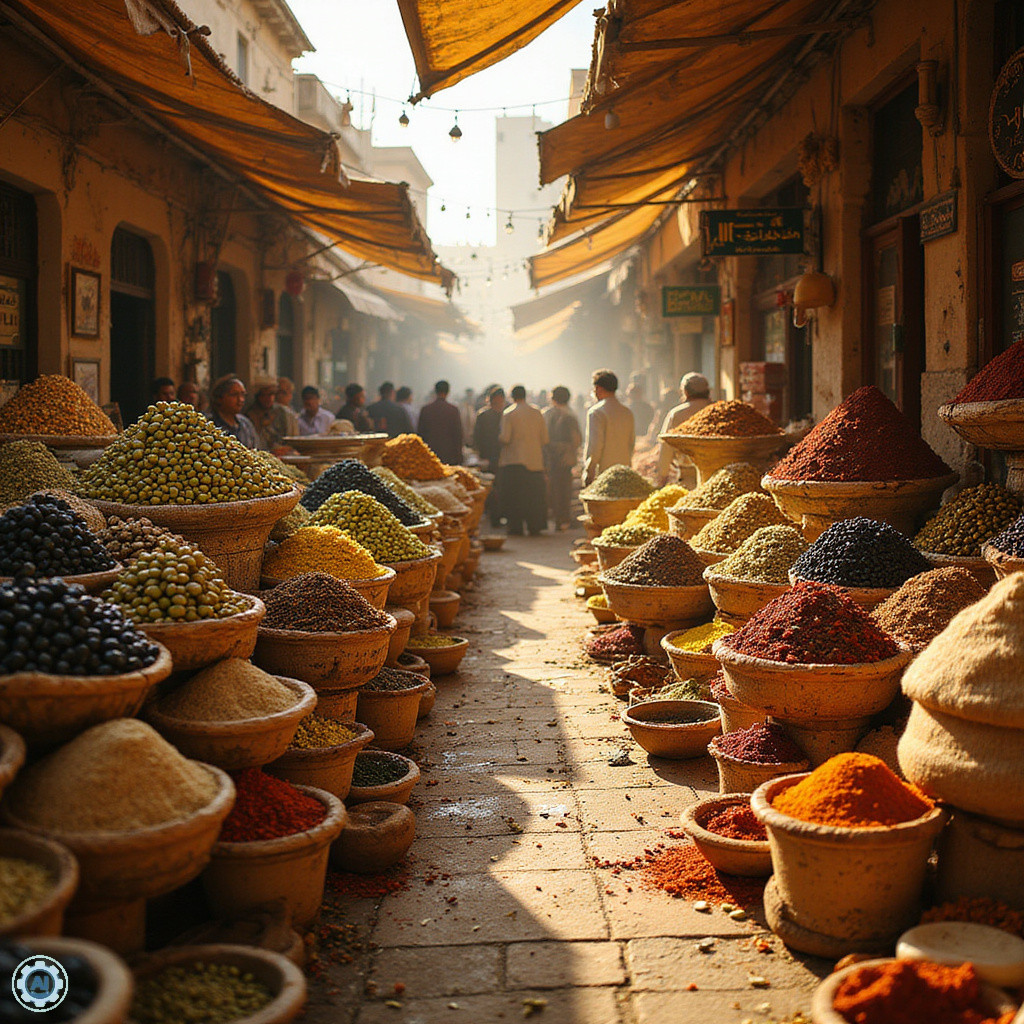 Targ w Sousse z oliwkami i przyprawami, aromatyczne stragany