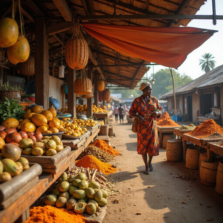 Targowisko w Watamu z owocami i przyprawami – lokalne produkty i kolorowe stragany