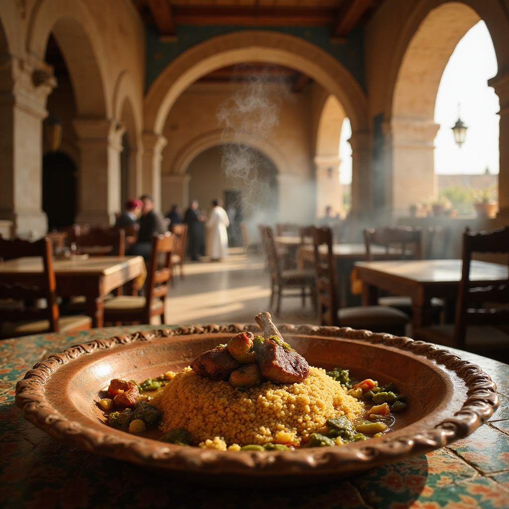 Tradycyjna restauracja w Kairouanie serwująca dania kuchni tunezyjskiej