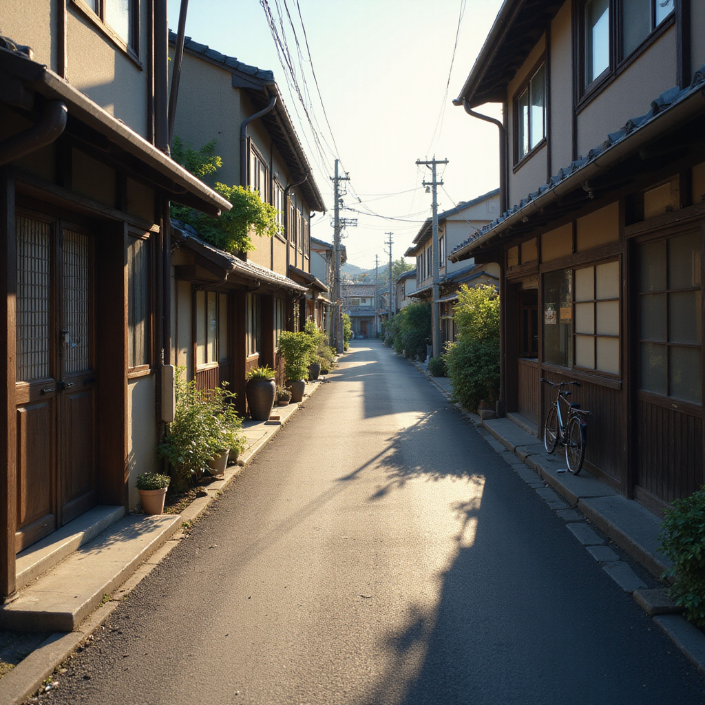 Spokojna uliczka w Narze z widokiem na tradycyjne japońskie domy