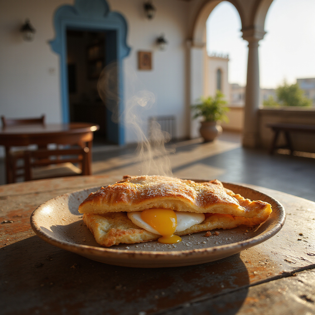 Tunezyjski brik z jajkiem serwowany w Café des Nomades w Sousse