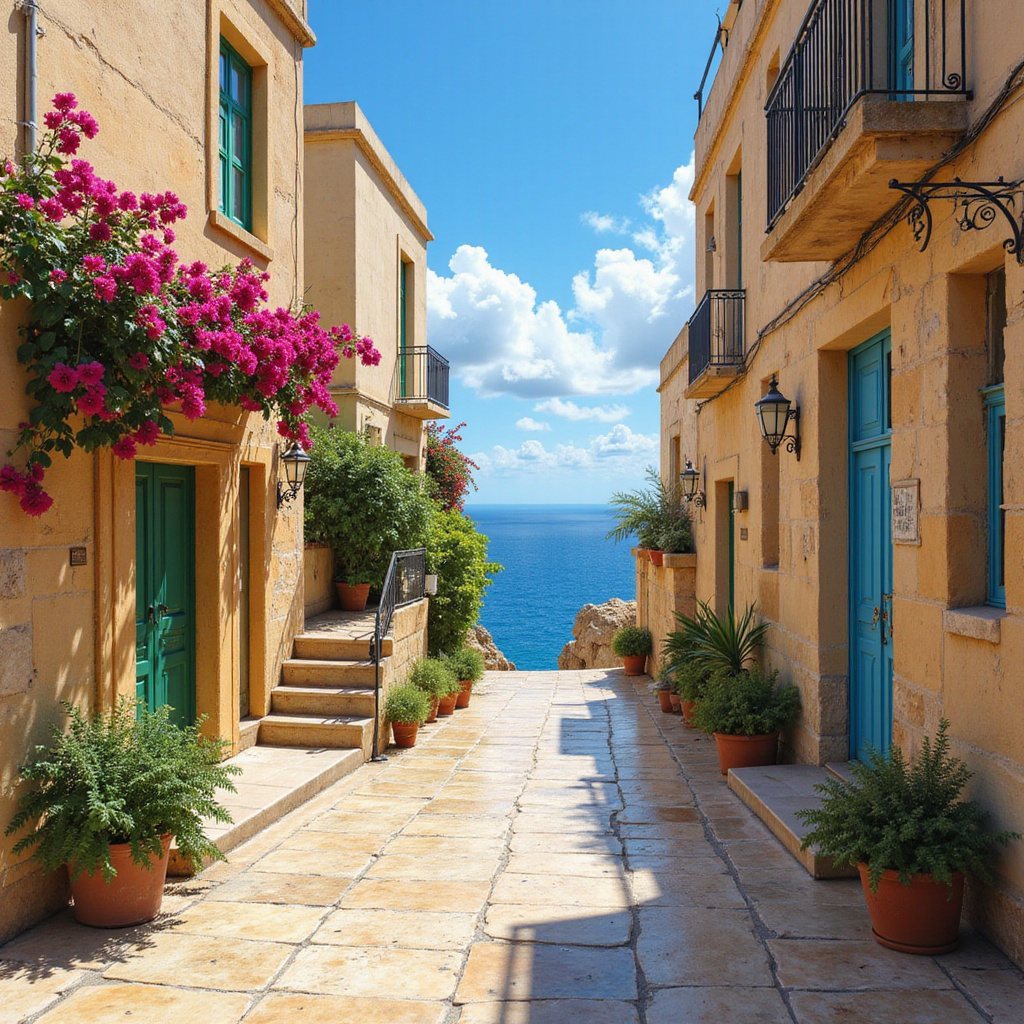 Ulica w okolicach St. George's Bay z widokiem na morze