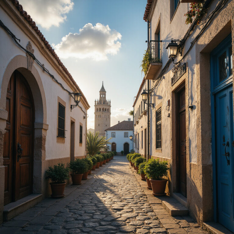 Uliczki Rabatu z widokiem na Wieżę Hasana, idealne na Rabat zwiedzanie