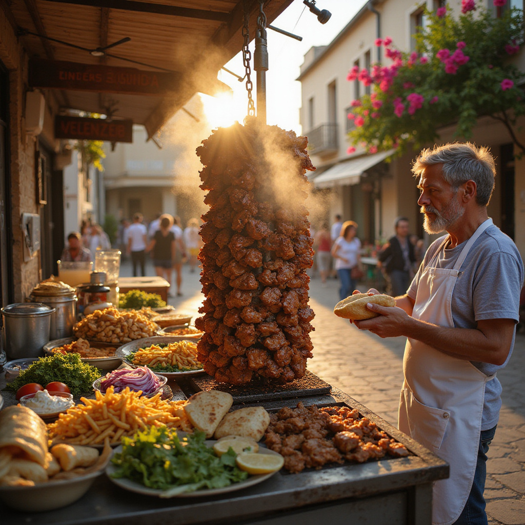 Uliczny stragan z souvlaki w centrum Ayia Napa