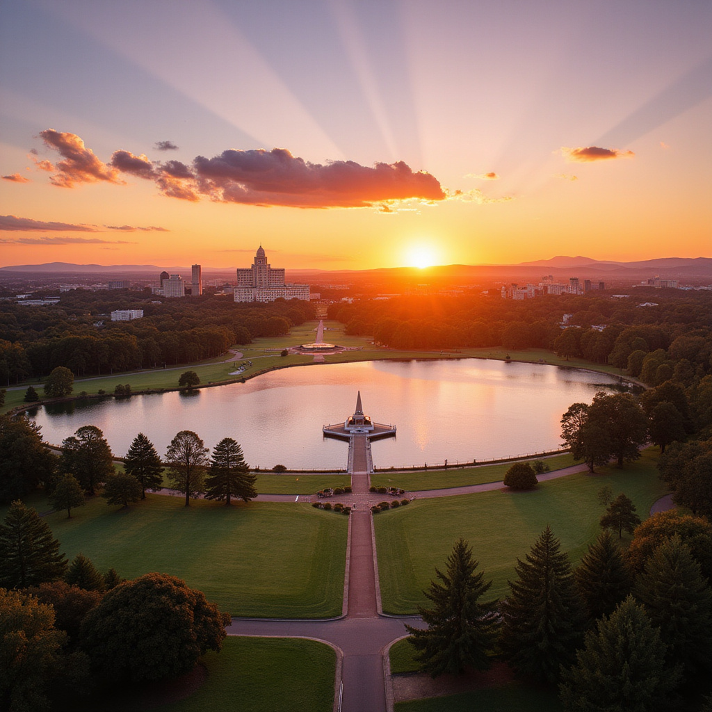 Canberra widok na Lake Burley Griffin i okoliczne parki