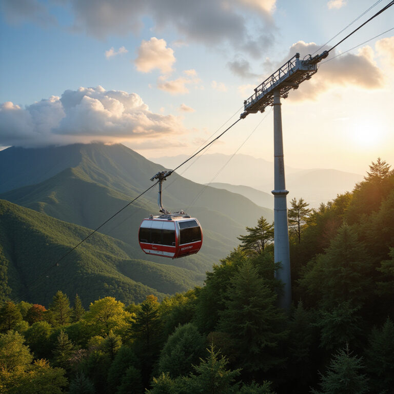 Kolejka linowa Shin-Kobe Ropeway z widokiem na górę Rokko