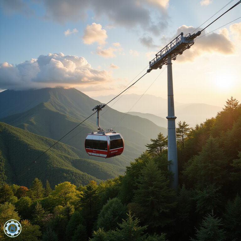 Kolejka linowa Shin-Kobe Ropeway z widokiem na górę Rokko
