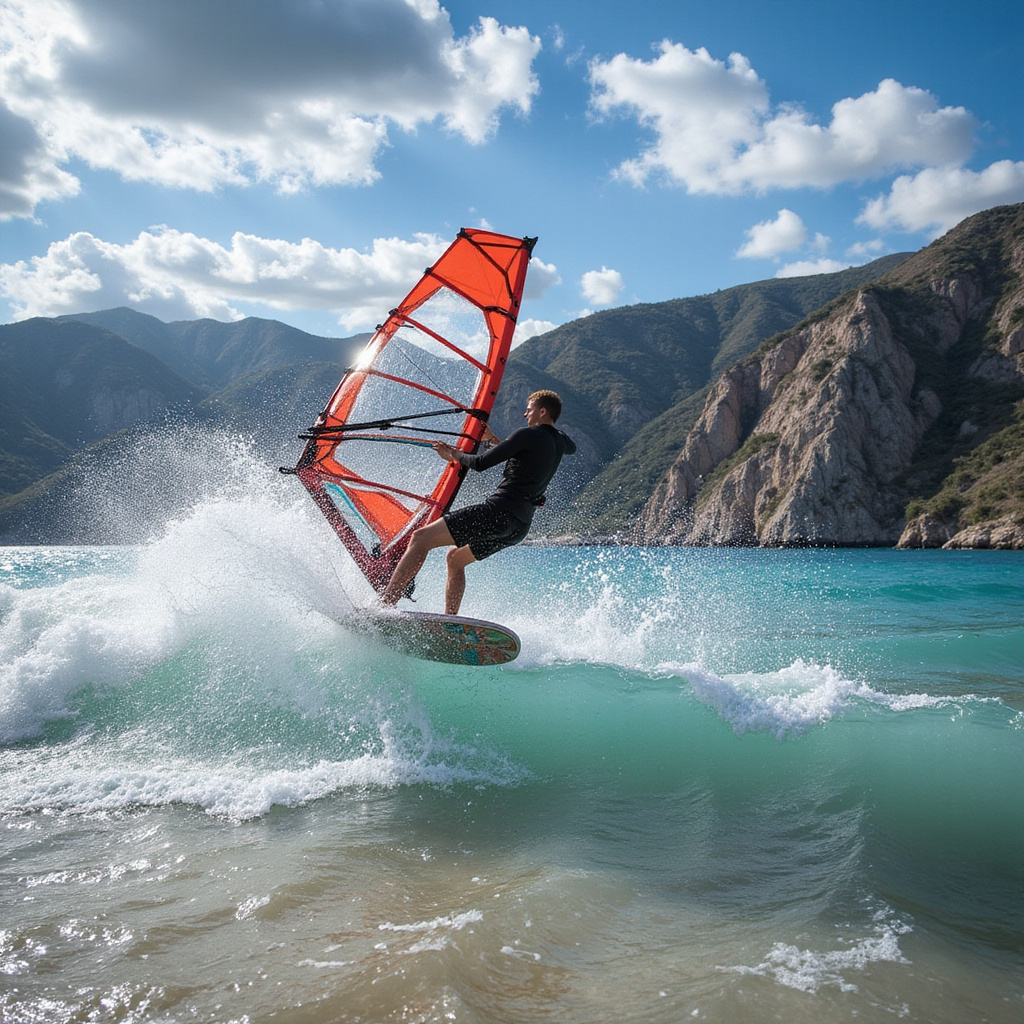 Windsurfing w Viganj na Korčuli - piaszczysta plaża i silny wiatr