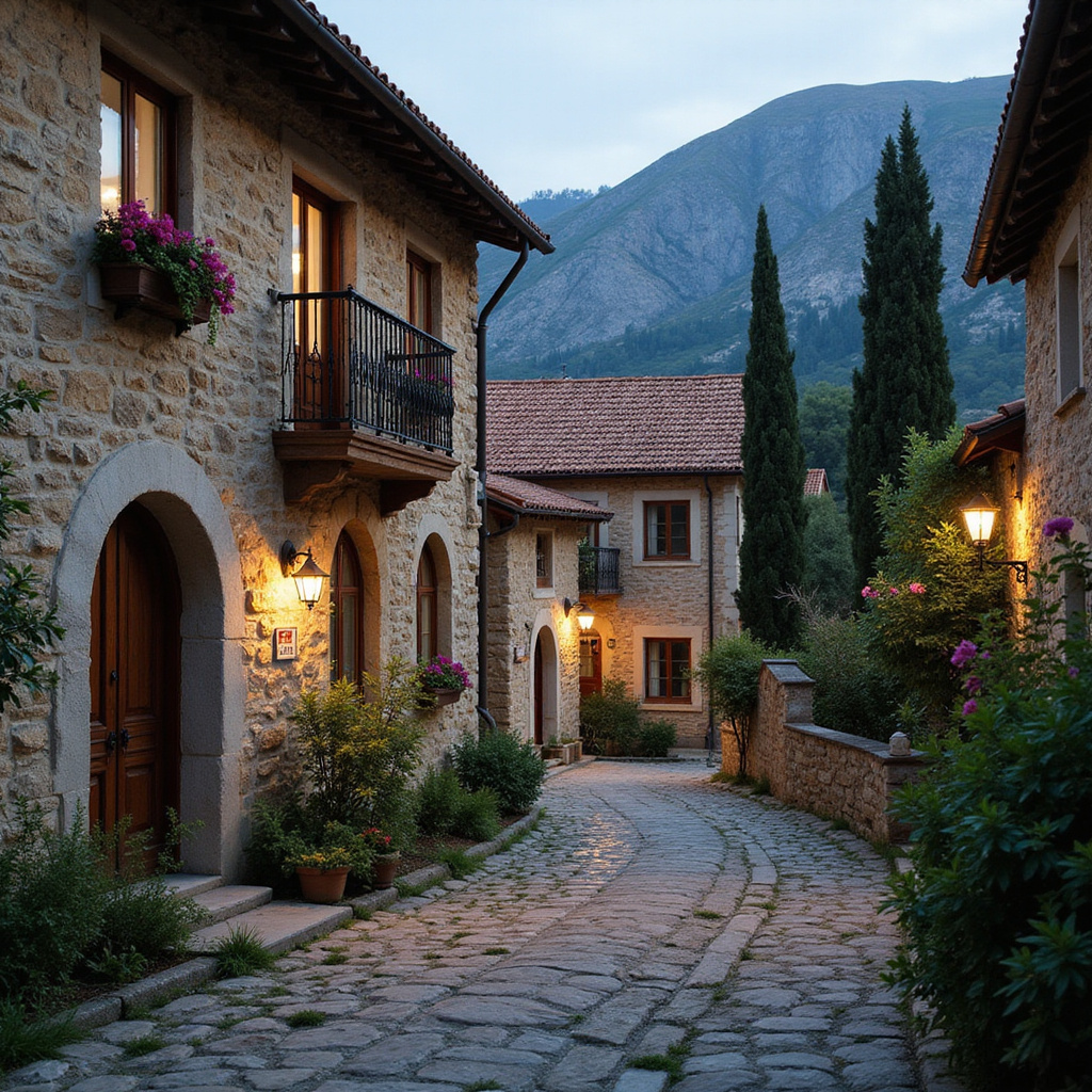 Tradycyjna wioska w Troodos z kamiennymi domami i brukowanymi uliczkami