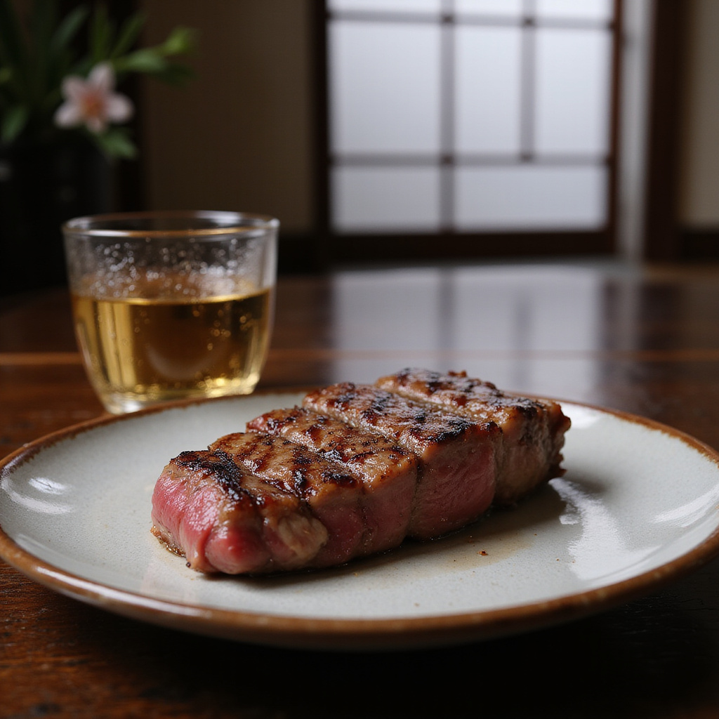 Degustacja Kobe beef w eleganckim wnętrzu z kieliszkiem sake