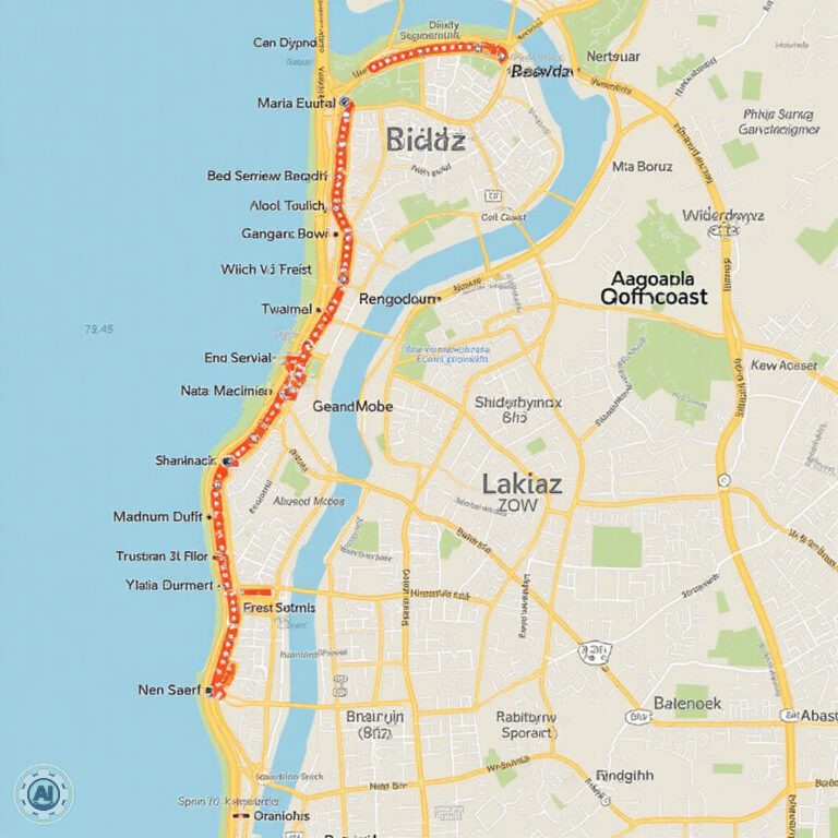 Mapa restauracji pokazująca gdzie zjeść na Gold Coast z opcjami owoców morza i street food