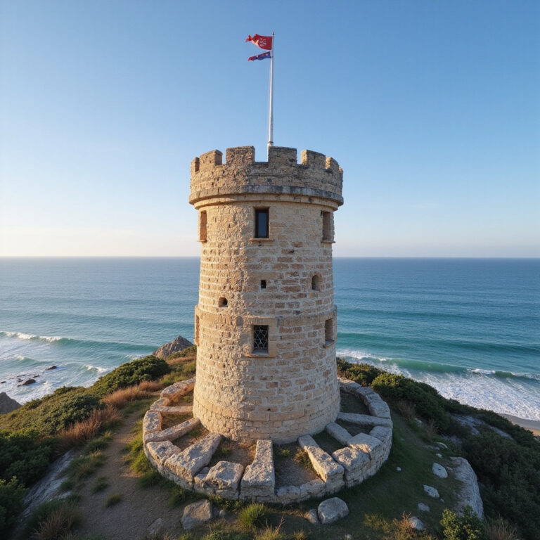 Panorama Kadyksu z wieży widokowej Torre Tavira, białe domy i błękit oceanu