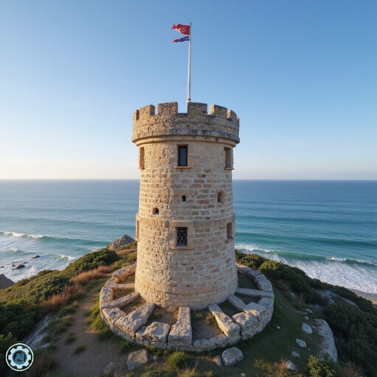 Panorama Kadyksu z wieży widokowej Torre Tavira, białe domy i błękit oceanu